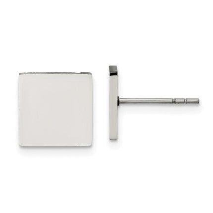 Stainless Steel Polished Square Post Earrings ,