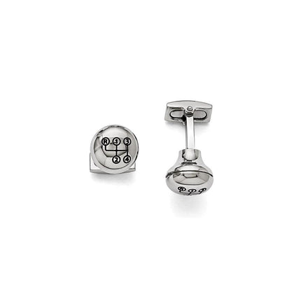Stainless Steel Polished Stick Shift Design Enameled Cufflinks ,