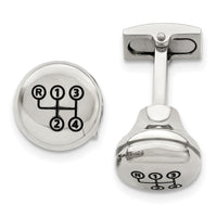 Stainless Steel Polished Stick Shift Design Enameled Cufflinks ,