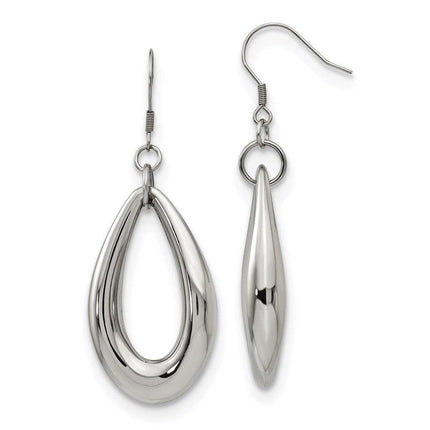 Stainless Steel Polished Teardrop Dangle Earrings ,