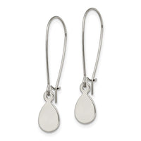 Stainless Steel Polished Teardrop Dangle Kidney Wire Earrings ,