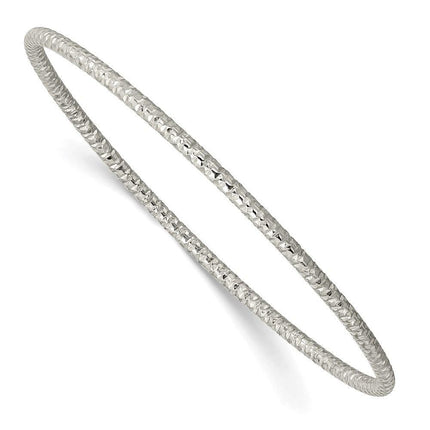 Stainless Steel Polished Textured 2mm Slip on Bangle ,