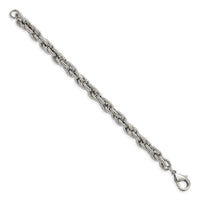 Stainless Steel Polished Textured Fancy Rope 8in Bracelet ,
