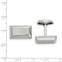 Stainless Steel Polished Textured Rectangle Cufflinks ,