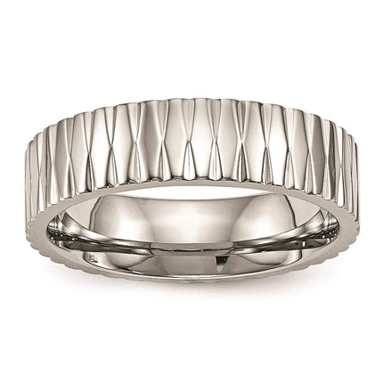 Stainless Steel Polished Textured Ring ,