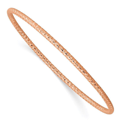 Stainless Steel Polished Textured Rose IP-plated 2mm Slip on Bangle ,