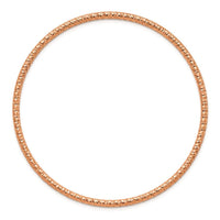 Stainless Steel Polished Textured Rose IP-plated 2mm Slip on Bangle ,