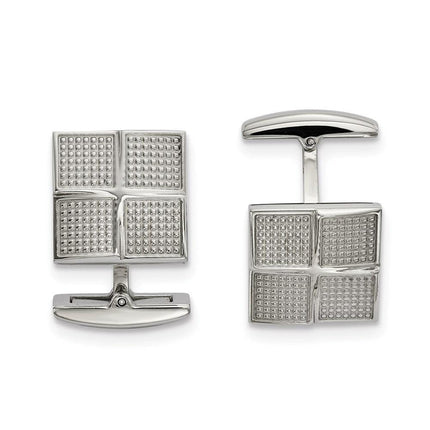 Stainless Steel Polished Textured Square Cufflinks ,