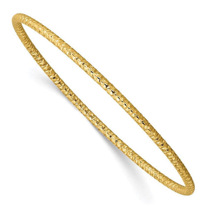 Stainless Steel Polished Textured Yellow IP-plated 2mm Slip on Bangle ,