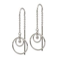 Stainless Steel Polished Threader Circle Dangle Earrings ,