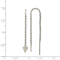 Stainless Steel Polished Threader Triangle Dangle Earrings ,