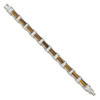 Stainless Steel Polished Tiger's Eye 8.5in Link Bracelet ,
