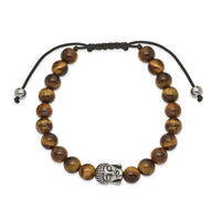 Stainless Steel Polished Tiger's Eye Buddha Adjustable Bracelet ,