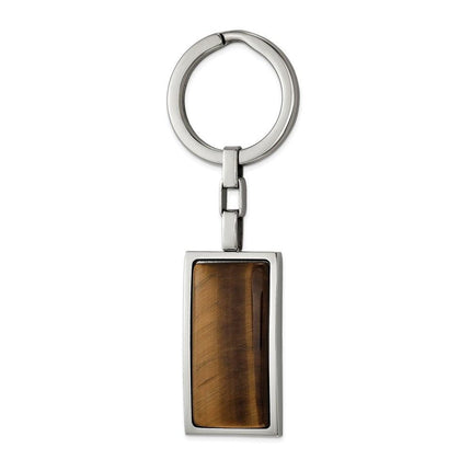 Stainless Steel Polished Tiger's Eye Key Ring ,