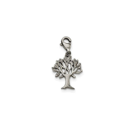 Stainless Steel Polished Tree of Life with Lobster Clasp Charm ,