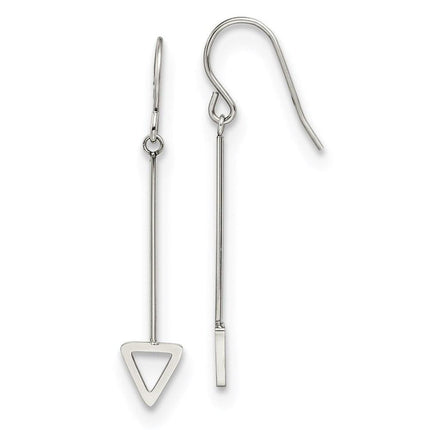 Stainless Steel Polished Triangle Dangle Earrings ,
