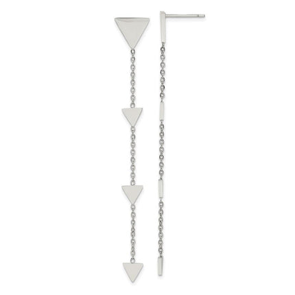 Stainless Steel Polished Triangles Post Dangle Earrings ,