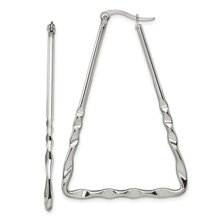 Stainless Steel Polished Triangular Hoop Earrings ,