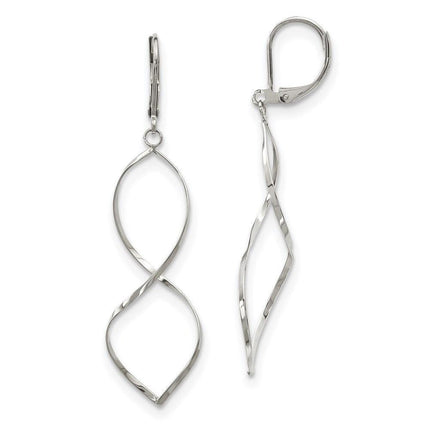 Stainless Steel Polished Twist Dangle Leverback Earrings ,