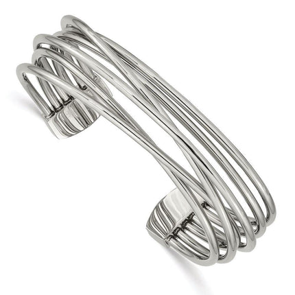 Stainless Steel Polished Twisted 18.00mm Cuff Bangle ,