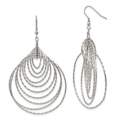 Stainless Steel Polished Twisted Circles Shepherd Hook Earrings ,