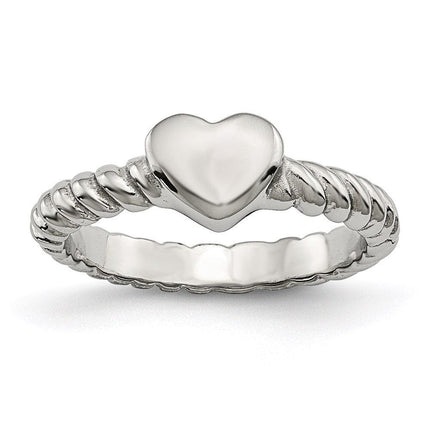 Stainless Steel Polished Twisted Heart Ring ,