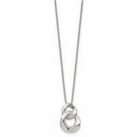 Stainless Steel Polished Two Loop 2 CZ Necklace ,