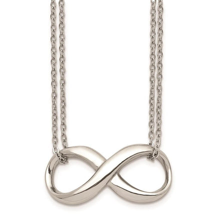 Stainless Steel Polished Two Strand Infinity Symbol Necklace ,