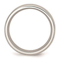 Stainless Steel Polished w/ Black Carbon Fiber Inlay 8mm Band ,