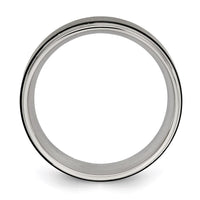 Stainless Steel Polished w/ Black IP-plated Brushed Center 8mm Band ,