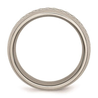 Stainless Steel Polished w/ Grey Carbon Fiber Inlay 8mm Band ,