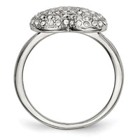 Stainless Steel Polished w/ Preciosa Crystal Heart Ring ,