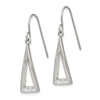 Stainless Steel Polished w/ Preciosa Crystal Shepherd Hook Dangle Earrings ,