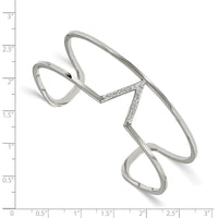 Stainless Steel Polished w/ Preciosa Crystal V shape Bangle ,