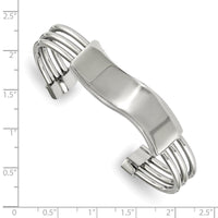 Stainless Steel Polished Waved ID Cuff Bangle ,