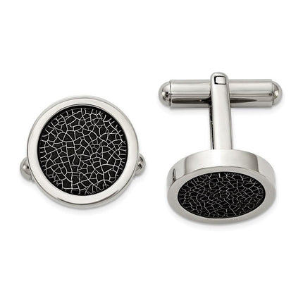 Stainless Steel Polished w/Black Stoving Varnish Cufflinks ,