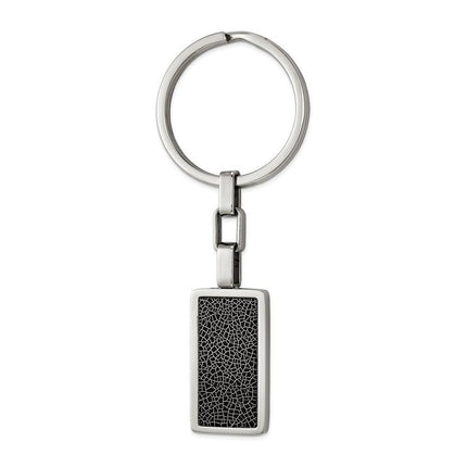 Stainless Steel Polished w/Black Stoving Varnish Key Ring ,