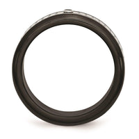 Stainless Steel Polished w/Brushed Black IP-plated 2pt. Diamond 8mm Band ,