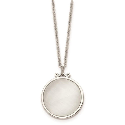 Stainless Steel Polished White Cat's Eye Round Necklace ,