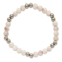 Stainless Steel Polished White Moonstone Beaded Stretch Bracelet ,