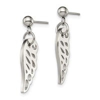 Stainless Steel Polished Wing Post Dangle Earrings ,