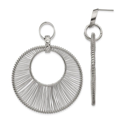 Stainless Steel Polished Wire Circle Post Dangle Earrings ,