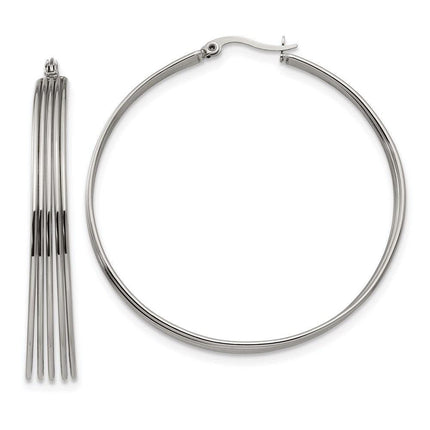 Stainless Steel Polished Wire Hoop Earrings ,