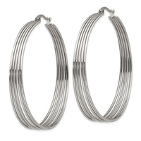 Stainless Steel Polished Wire Hoop Earrings ,