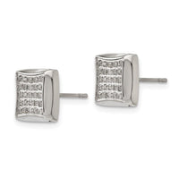 Stainless Steel Polished with 1/4ct. Diamond Square Post Earrings ,