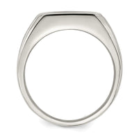Stainless Steel Polished with Black Enamel Signet Ring ,