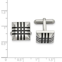 Stainless Steel Polished with Black Rubber Cufflinks ,
