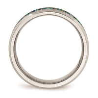 Stainless Steel Polished with Blue Imitation Opal 8mm Men's Ring ,