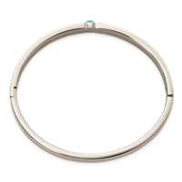 Stainless Steel Polished with Blue Preciosa Crystal 6mm Hinged Bangle ,