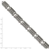 Stainless Steel Polished with Carbon Fiber 8.25 inch Link Bracelet ,